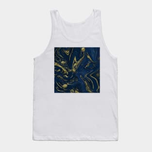 Gold Faux Glitter & Navy Blue Marble Abstract Art Tank Top